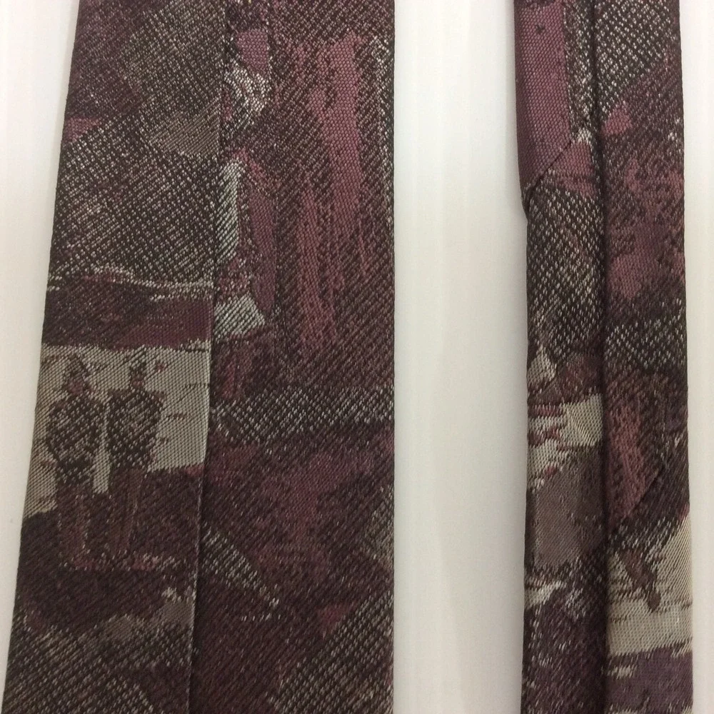 Salem Town Vintage MENS TIE NECKTIE 3.25 in Purple Gray Black Girl in the Shadow